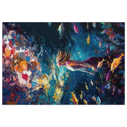 Mesmerizing Girl Climbing Up The Ocean Scene Puzzle, High-Quality Art in a Gift-Ready Tin Jigsaw Puzzle