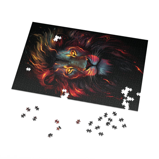 Striking Lion Masterpiece Puzzle: Bright, Bold & Framable