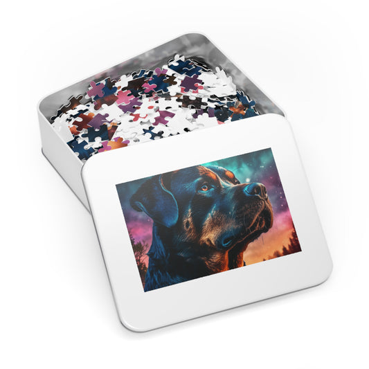 Artisan Custom Rottweiler Puzzle - Starry Sky Art, Custom Options in Gift-Ready Tin Jigsaw Puzzle (30, 110, 252, 500,1000-Piece)